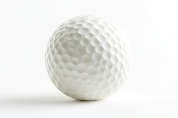 A white golf ball with a dimpled surface texture