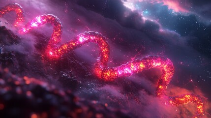 Digital Artwork - Celestial Creatures Amidst a Vibrant Cosmos