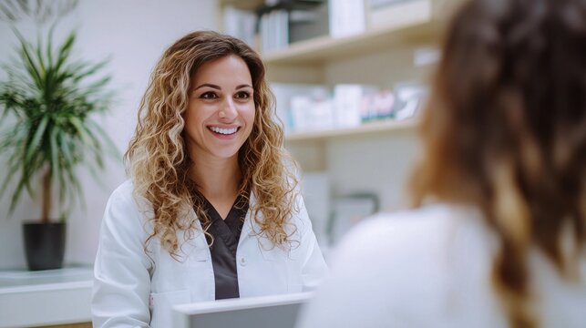 Dentist receptionist greeting patients and managing dental appointments in a dental office