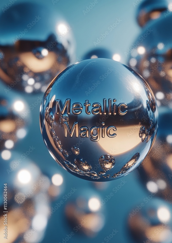 Poster futuristic elegance dynamic chrome orbs on gradient background