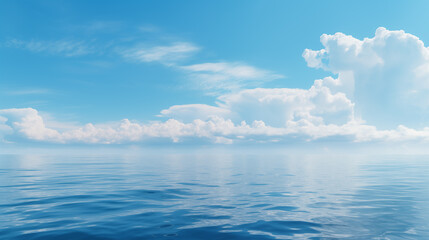Obraz premium sea landscape. sky over calm sea. Blue sea and sunny sky on horizon over calm water