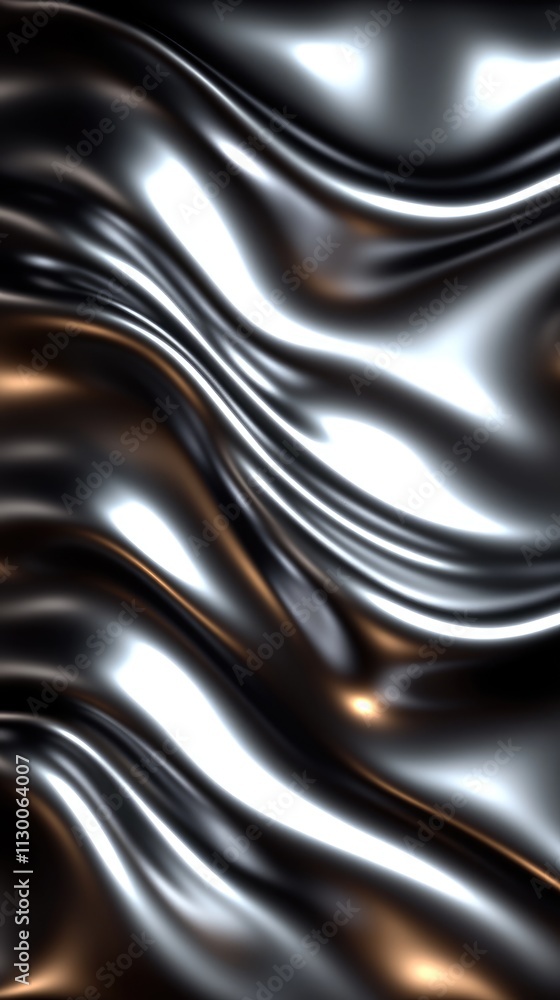 Poster shimmering metallic surfaces create captivating waves, reflecting soft highlights that dance across 