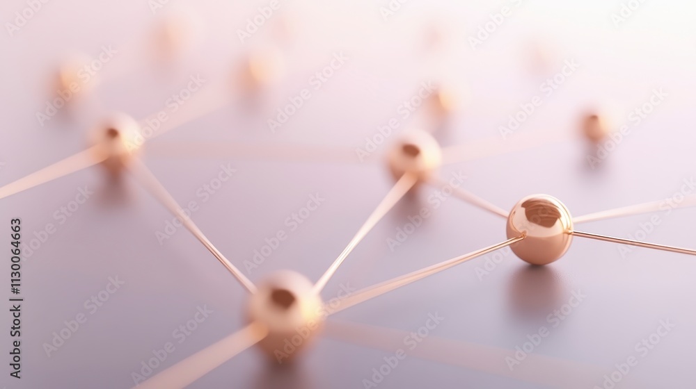 Aufkleber global network connection abstract gold sphere nodes
