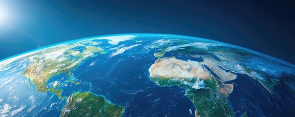 Fototapeta premium Map atlas idea. A breathtaking view of Earth from space, showcasing land and oceans in vivid colors.