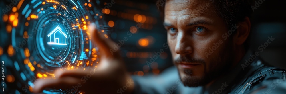 Poster smart home technology automation control integration and connectivity in digital living with hologra