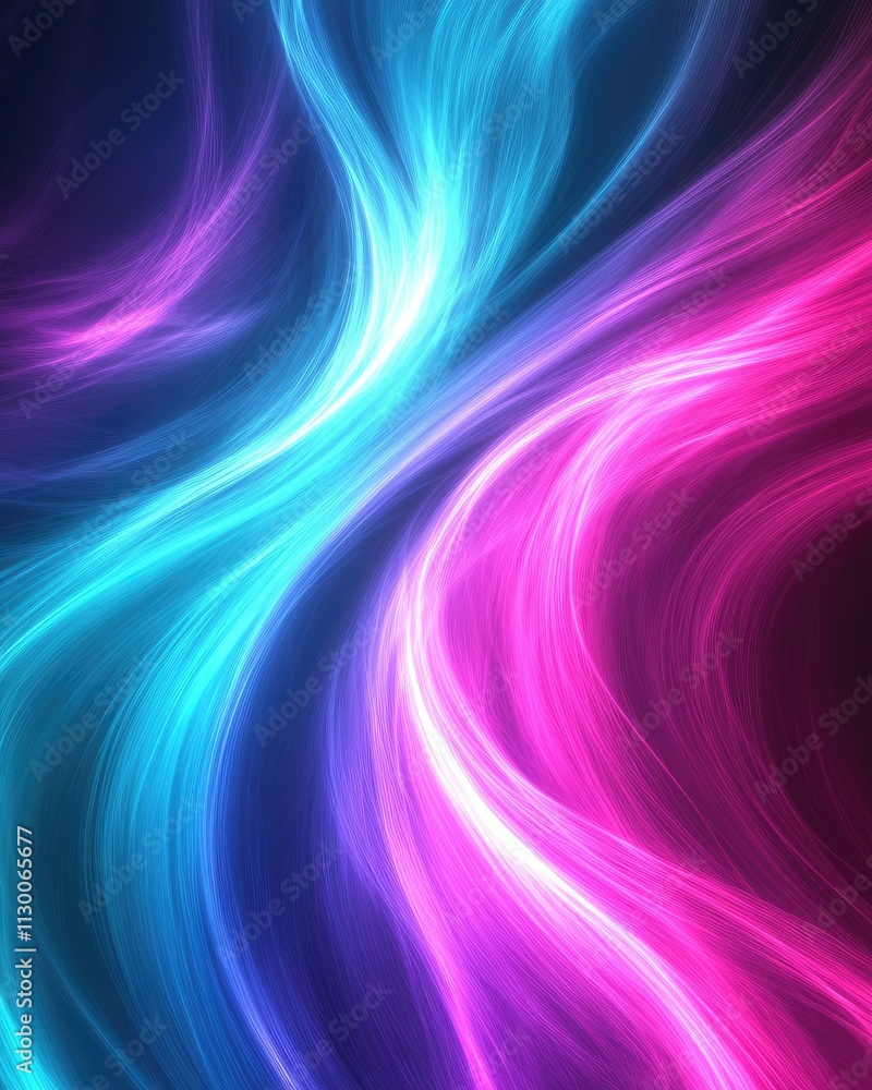 Poster flowing waves of blue and pink intertwine to form a captivating visual experience, evoking a sense o
