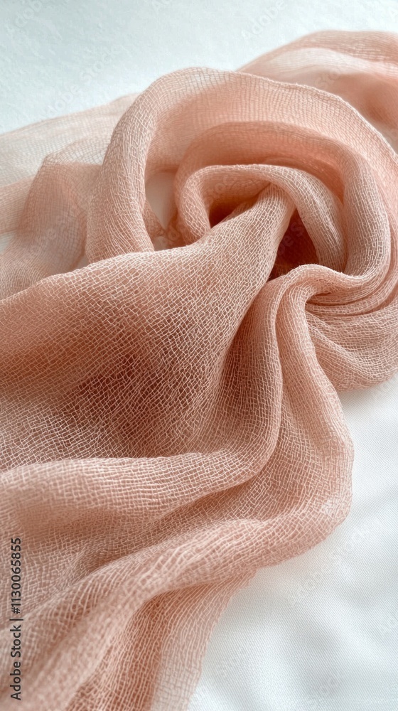 Aufkleber a close-up reveals the intricate texture and gentle draping of soft fabric in warm beige tones, invi