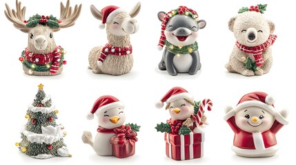 Adorable Christmas Animal Figurines 