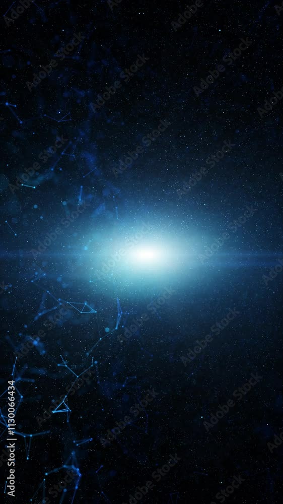 Poster abstract dark blue futuristic universe with stars and lines loop vertical background.