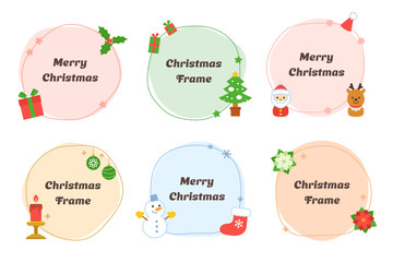 クリスマスのフレームセット　丸　イラスト