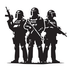 Riot police silhouette vector illustration © Joynab