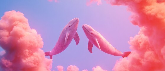 Vibrant Whales in Glowing Coral Reefs Festival for the Souls of Dead Whales, Earth Day, World Oceans Day Underwater Tribute