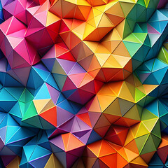 Obraz premium A vibrant composition of multicolored polygonal facets, creating