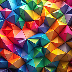 Obraz premium A vibrant composition of multicolored polygonal facets, creating