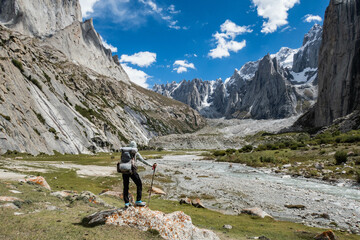 Naklejka premium Trekking in the gorgeous Nangma Valley (Yosemite of Pakistan), Kanday, Baltistan, Pakistan