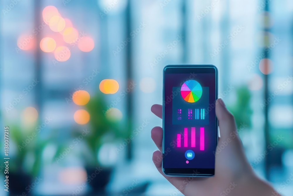 Aufkleber innovative smartphone app design for tracking social media ads side view focusing on userfriendly features technology tone analogous color scheme