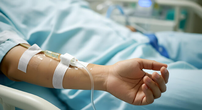 patient in hospital bed	