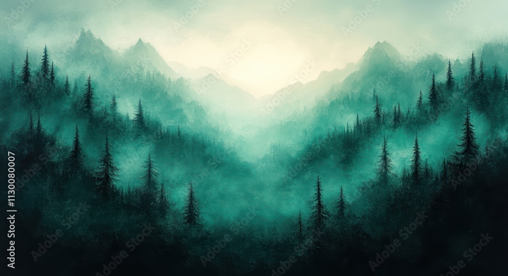 Aufkleber teal green gradient soft light ethereal abstract background design