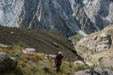 Fototapeta premium Trekking in the beautiful Nangma Valley (Yosemite of Pakistan), Kanday, Baltistan, Pakista