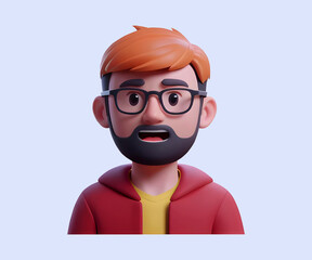 Cool Man Avatar 3D Illustration icon design