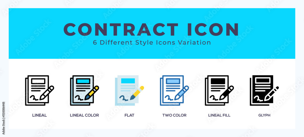 Poster contract icon set with different styles. vector illustration.
