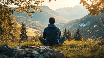 Introvert concept visual depicting the comfort of solitude, showcasing a person enjoying a peaceful moment in nature