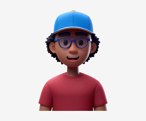 Curly Boy Avatar 3D Illustration avatar design