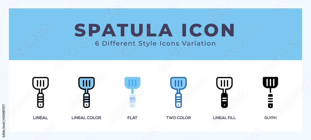 Poster spatula icon set with different styles. icons designed in filled. outline. flat. glyph and line colo