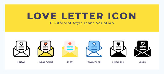 Love letter icon in different style vector illustration.