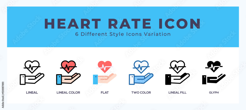 Poster heart rate vector icons designed. icon symbol set.