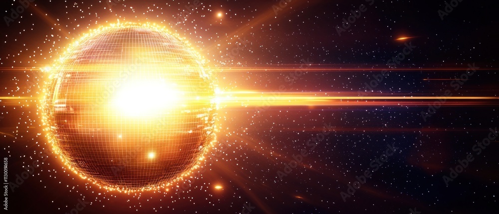 Poster cosmic explosion event outer space digital artwork sci-fi environment dynamic viewpoint energy conce