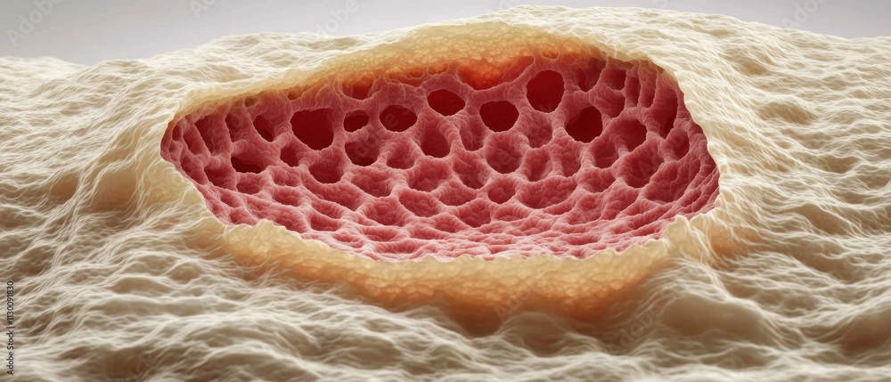 Poster exploring bone tissue structure under microscope laboratory scientific image close-up biological con