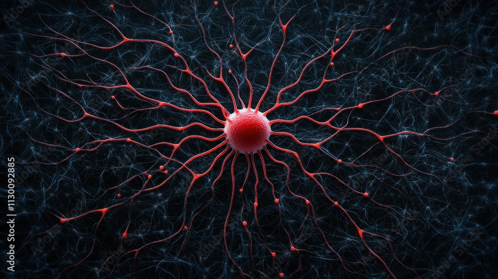Aufkleber cellular interaction event micro world digital art abstract background close-up view biological conc