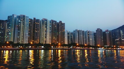 Obraz premium City Architecture Night View City Panorama Hong Kong