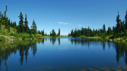Obraz premium reflection of trees in lake