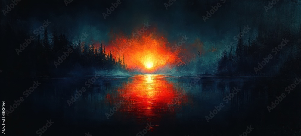 Aufkleber Abstract Gradient Background with Soft Glowing Colors on Dark Texture for Modern Design and Copy Space