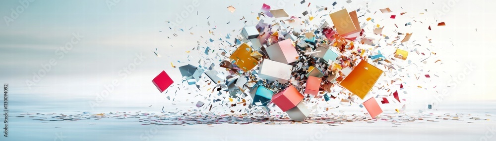 Poster colorful exploding boxes abstract background
