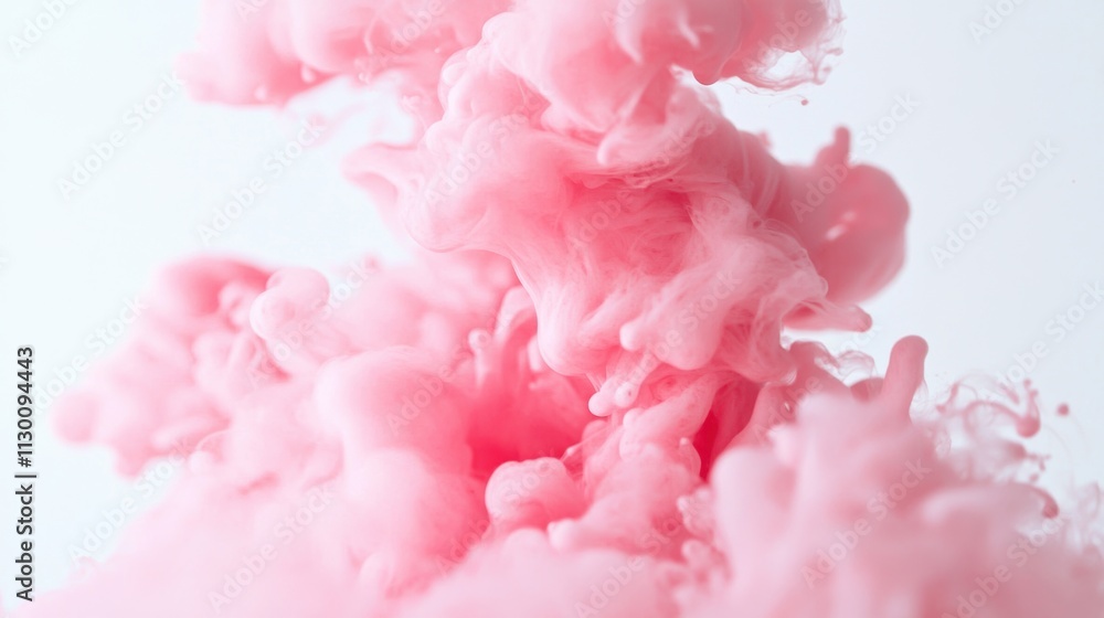Poster delicate pink ink patterns intertwine in water, forming captivating shapes while demonstrating fluid