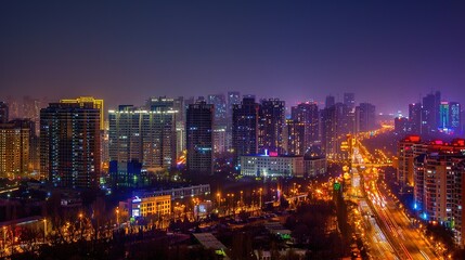 Colorful architecture modern night sky with