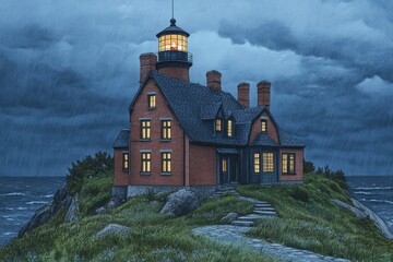 Fototapeta premium Lighthouse in a Storm