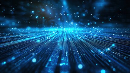 Abstract Blue Digital Flow: A Visual Representation of Data Streams and High-Speed Connectivity