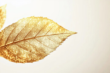 Obraz premium Golden leaf on white background