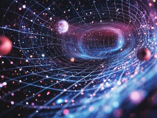 Cosmic Wormhole Celestial Tunnel, Planets, Nebula, Stars, Galaxy