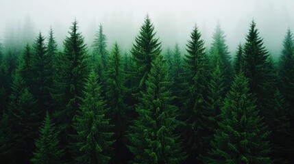 Fototapeta premium A serene forest scene with misty trees embodying nature's beauty and tranquility.