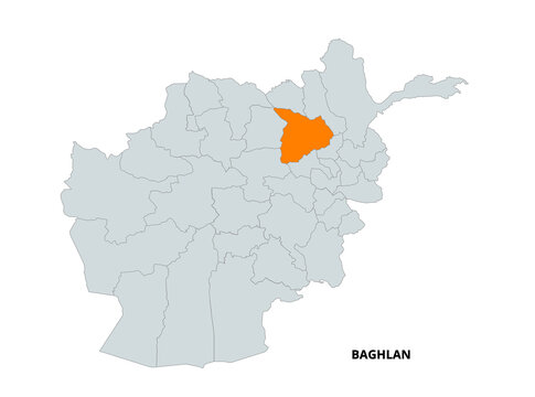 Map Highlighting Baghlan Province in Afghanistan With Neighboring Areas