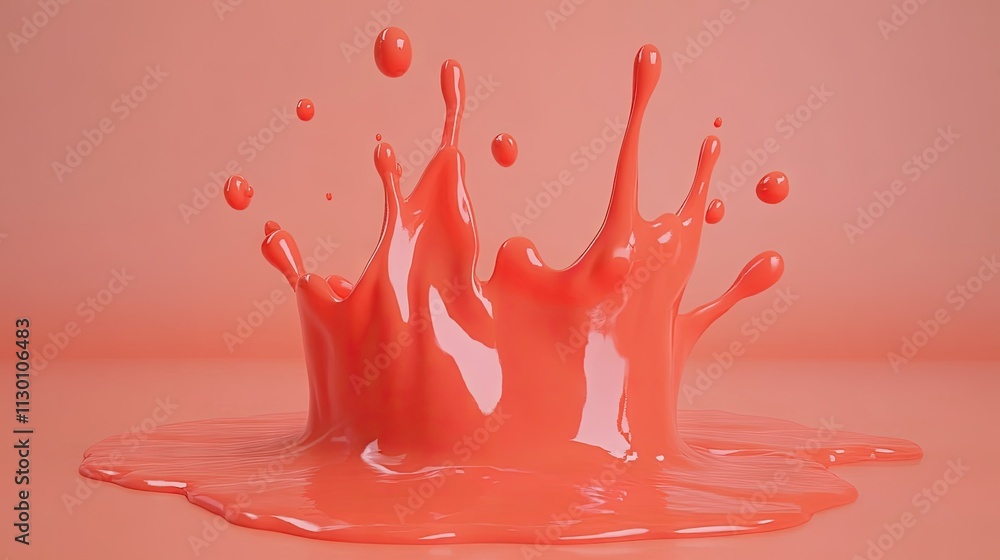 Aufkleber vibrant coral paint splash on smooth surface creating dynamic effect