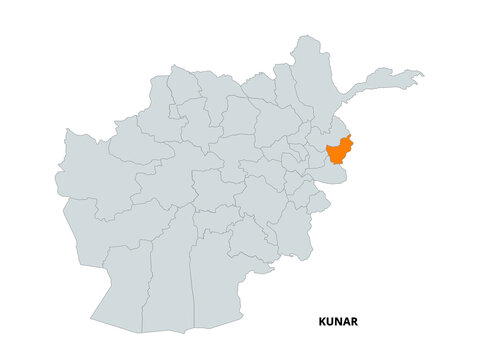 Map Highlighting Kunar Province in Afghanistan With Neighboring Areas