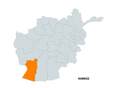 Map Highlighting Nimroz Province in Afghanistan With Neighboring Areas