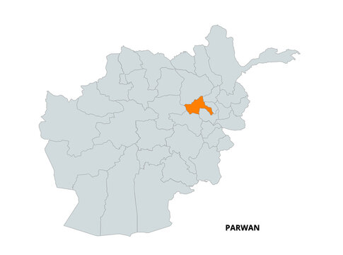 Map Highlighting Parwan Province in Afghanistan With Neighboring Areas