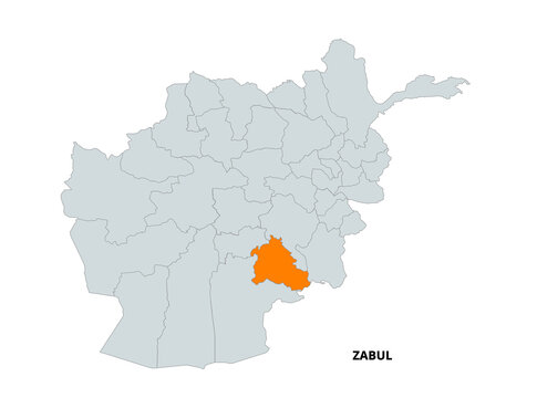 Map Highlighting Zabul Province in Afghanistan With Neighboring Areas